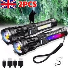 2Pcs Super Bright USB Rechargeable LED Flashlight Torch Tactical Handheld Lamp