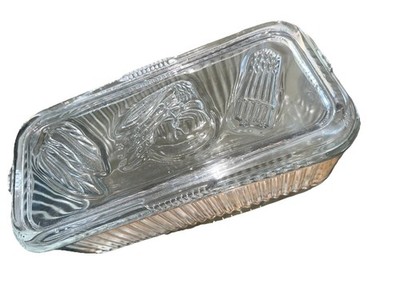 Federal Glass Clear Ribbed Rectangular Refrigerator Dish Box  LID VTG 8''