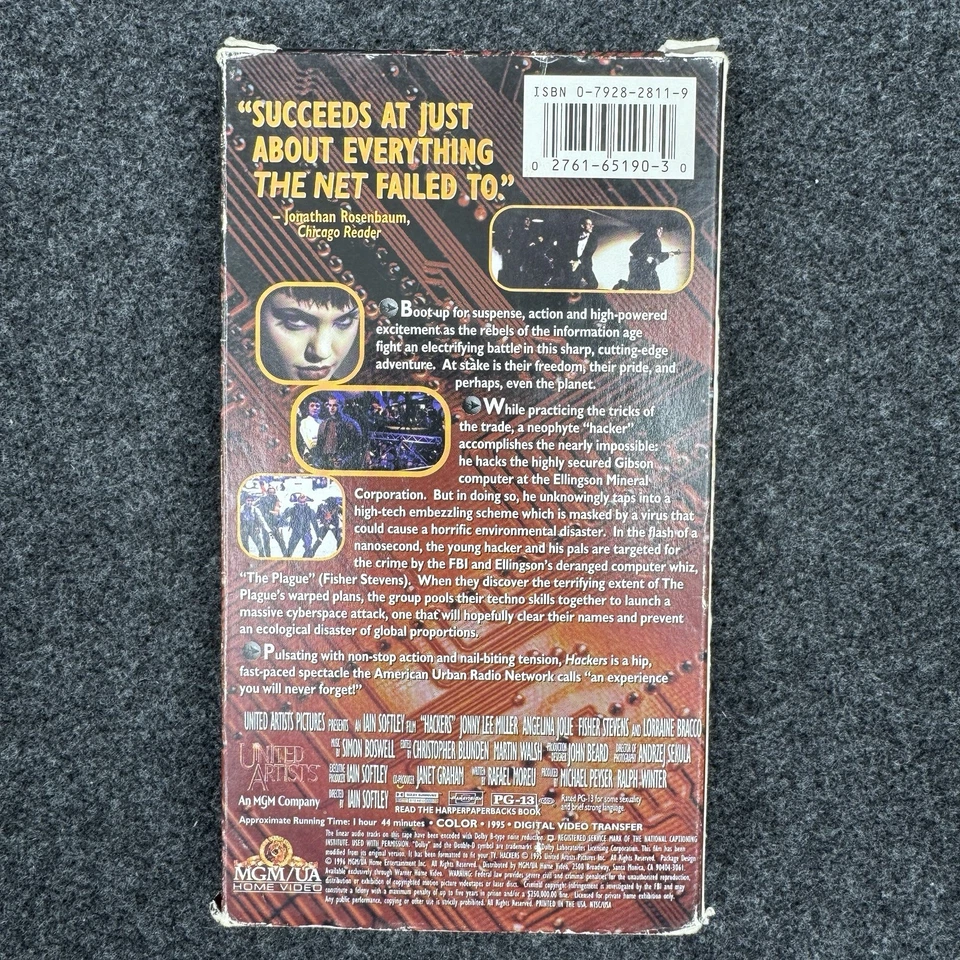 Hackers VHS 1995 Angelina Jolie 1996 1st Release - Rental - Image 2 of 4