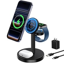 3 in 1 Wireless Charging Station for Apple MagSafe Charger Stand , 15W -Black