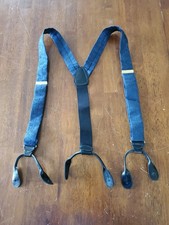 CAS Germany Brace Suspenders Blue Leather Ends Button On Style