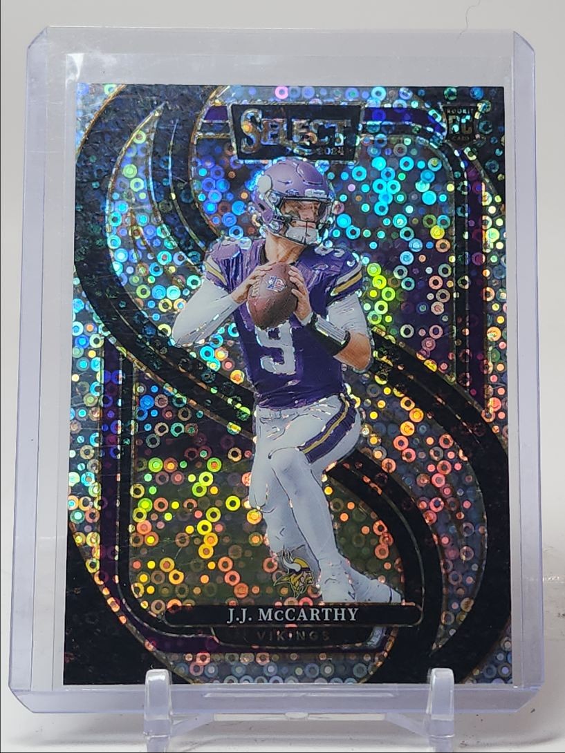 J.J. MCCARTHY 2024 SELECT PREMIER LEVEL ROOKIE DISCO PRIZM VIKINGS RC Q5451