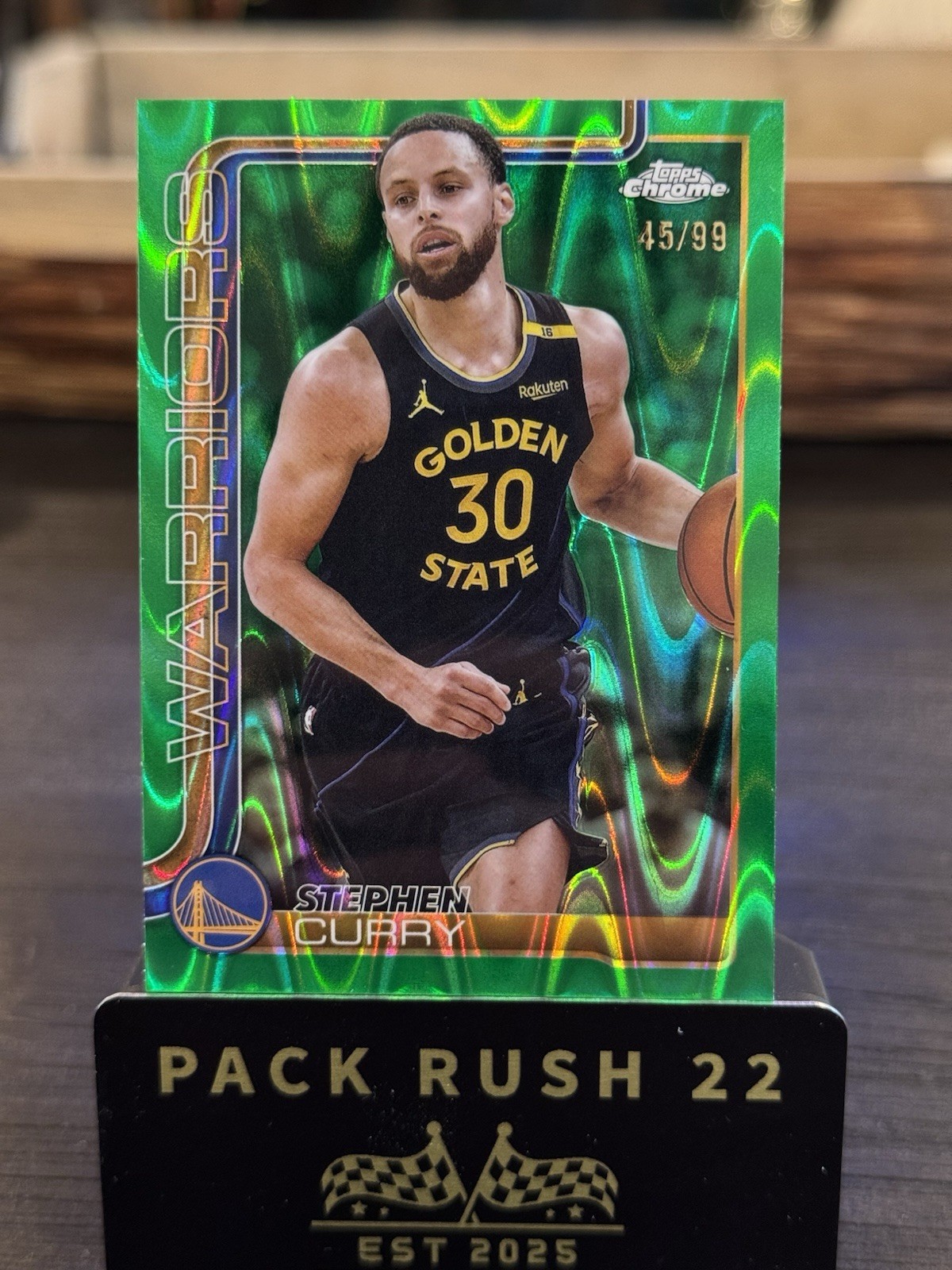 2025-26 Topps Chrome Stephen Curry #201 RayWave Green /99