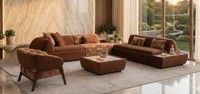 Ecksofa L Form Sessel Kaffeetisch Bequem Braun Modern Wohnzimmer