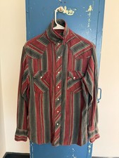 Wrangler Western Shirt Men s M Snap Button Striped Cowboy Pearl Snap