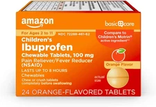 Amazon Basic Care Children's Ibuprofen Chewable Tablets, 100 mg, Pain & Fever