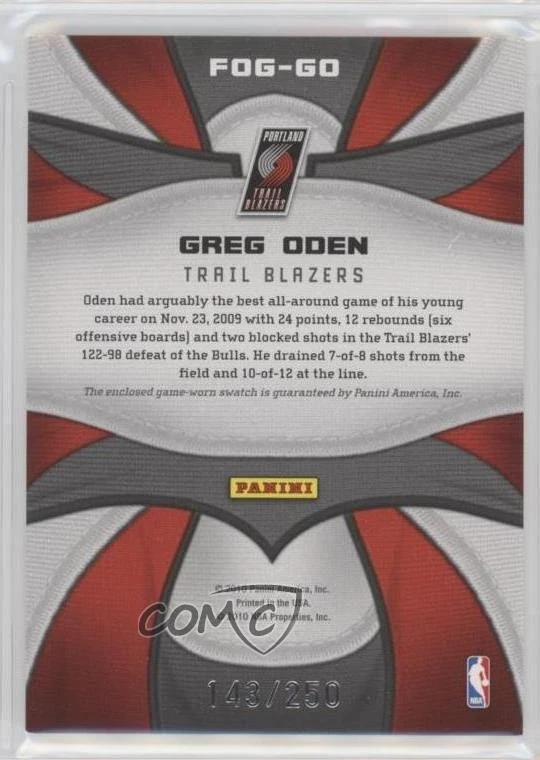 2009-10 Certified Fabric of the Game /250 Greg Oden #FOG-GO - Image 2 of 2