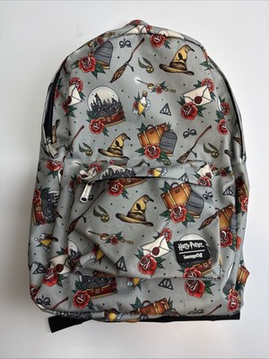 Loungefly x Harry Potter Gray Relics Tattoo Design Backpack