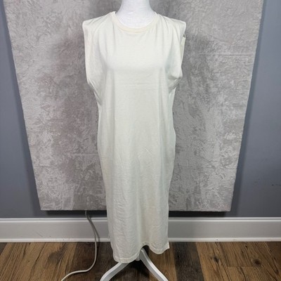 NWT $235 Closed Brand Womens Dress XS Cotton Midi Tank Dress Cream Oversized