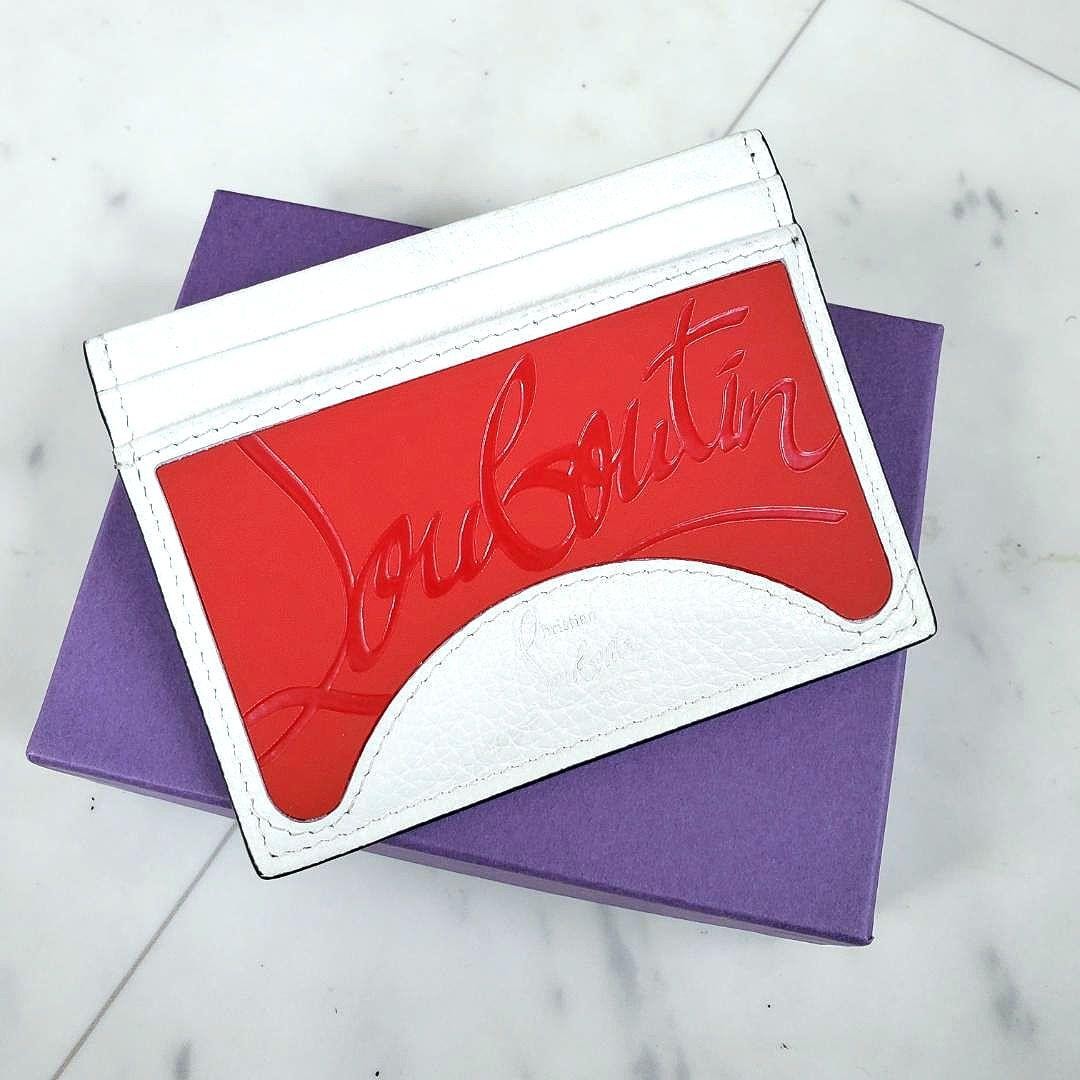 Christian Louboutin Card Holder Business Card Red White Leather