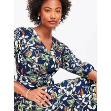NWT Loft Floral Leafed Tie Front Midi Dress 6
