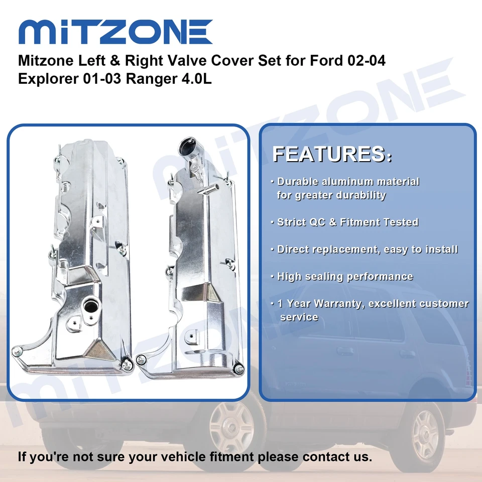 Juego de cubiertas de válvula izquierda y derecha Mitzone para Ford 02-04 Explorer 01-03 Ranger 4,0 L Foto 2 de 4