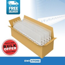 20x PVC White Render Corner Bead 2.5m x 100mm x 6mm with Mesh and Nose