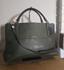 Coach Green Pebbled Satchel Top Handle Zip Detachable Crossbody 13 x 9 x 5.5