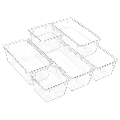 Acrylic Drawer Organizer Trays, 5 Size Junk Box Organization Small 6PCS Clear