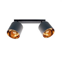 Deckenstrahler Verstellbar Metall Stoff Grau Gold E27 2-Flammig BüRo Deckenlampe