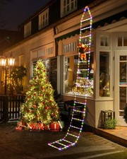 Christmas Decorations LED Ladder Lights with Climbing Santa Claus, 10ft Indoo...