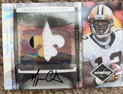 2008 Leaf Limited Jumbo Jerseys Marques Colston Auto Saints Logo 5/5 Player Worn
