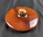 H P Co Hull Stoneware, 5" Soup Bowl LID ONLY, Brown Drip Oven Proof USA Pottery