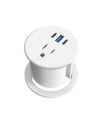 Desk Grommet Power Outlet, 2.5 inch Desktop Recessed Outlet with 20W Fast Cha...