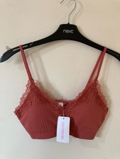 6ixty 8ight Dusky Apricot Lace Trimmed Lightly Padded Bralette, Size M, BNWT