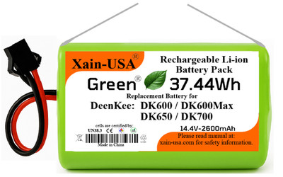 Replacement Battery 2600mAh for Deenkee Vacuum DK600 / DK600 MAX / DK650 / DK700