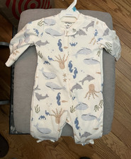 Carter's 6-9M Cotton Knit Zip Footed Sleeper Ocean Animal Print Unisex