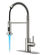 LED Kitchen Faucet with Pull Down Sprayer, Brushed Nickel Modern Single Handl...
