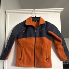 Columbia Kids XS 6/7 Orange Navy Fleece Jacket Full Zip Zipped Pockets