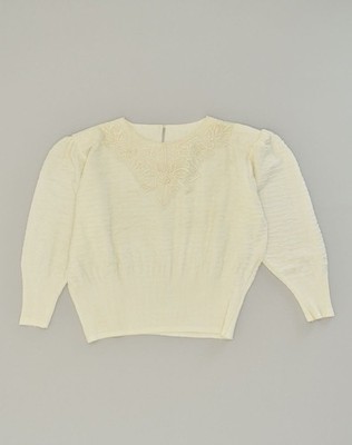 VINTAGE Damen Bluse Top UK 20 2XL Off White RQ01