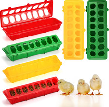 6 Pack Flip Top Poultry Feeder, Plastic Chicken Feeder Trough Multi-Hole Poultry