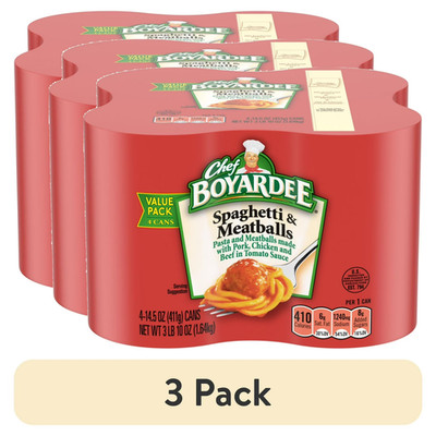 (3 pack) Chef Boyardee Spaghetti and Meatballs, Microwave Pasta, 4 Pack, 14.5 oz