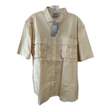 Y2K 10,000 Ft Above Sea Level Men’s Safari Fishing Shirt – Size L – Yellow – NWT