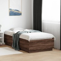 Bettgestell Mit LED 75X190 Cm Eichen-Optik Holzwerkstoff