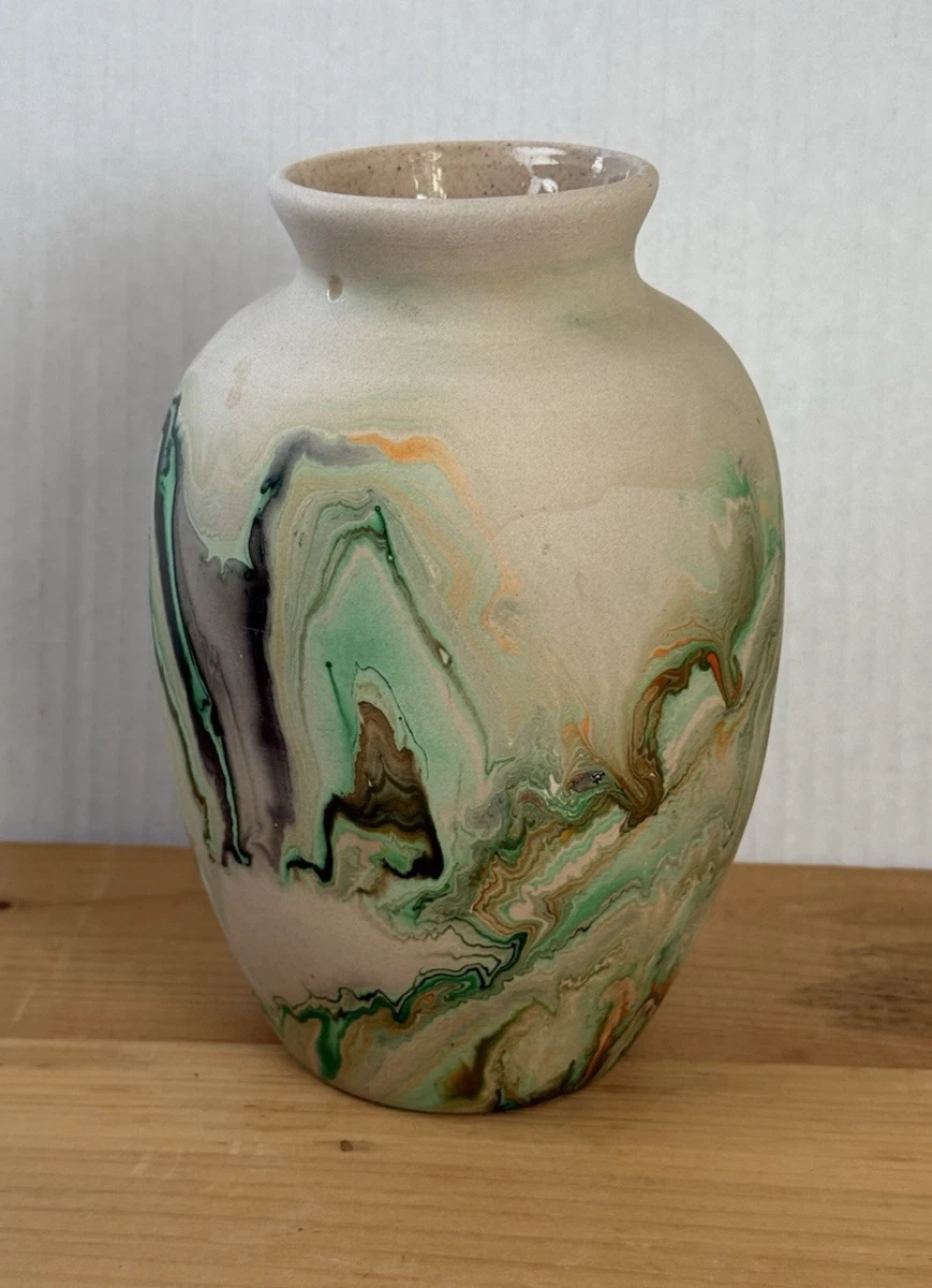 Vintage Nemadji Pottery ネマジポタリー USA Nemadji Pottery Vase Brown and Orange - The Junk Parlor