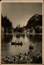 Lacul Rosu Romania lake boats vintage postcard x930
