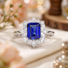 3.70 Ct Natural Sapphire And Diamond Wedding ...