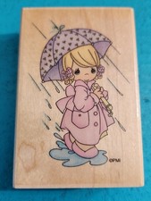 Precious Moments April Showers Rubber Stamp Stampendous M008 MADE IN USA 1996