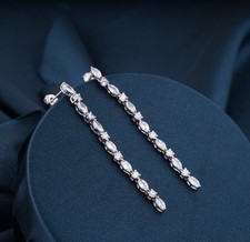 Marquise Cut Simulated Diamond Women's Drop Earrings In 14K White Gold Plated