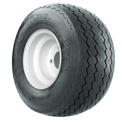 GTW 8'' White Steel Golf Cart Wheel on 18'' Topspin Plus Sawtooth Street Tire