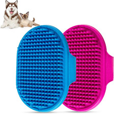 Dog Bath Brush, Pet Bath Comb Brush Soothing Massage Rubber Comb 2pcs with Ad...