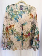 Johnny Was Sequence Georgina Floral Print Kimono Boho Chic Womens M