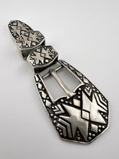 Vtg Western Sterling Silver Deep Stamped 4 Piece Ranger Belt Buckle 87.8g