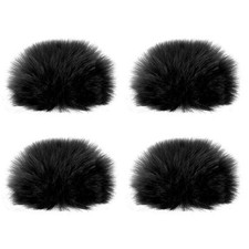 Furry Microphone Windscreen 7mmx 60mm Mic Cover Windshield Black 4 Pack