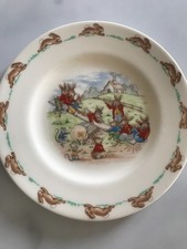 Vintage Royal Doulton Bunnykins Teller Hasen auf Wippe 17 cm Top Zustand