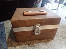 Vintage 8 Track Tape Storage Carrying Case, 12 Slot, Brown w/ Handle