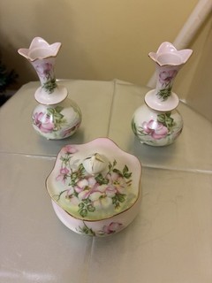 Vintage Hand Painted Porcelain Dresser Set