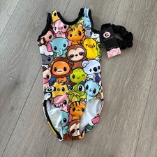 NWT Gym Gear Kids Multicolor Gymnastics Leotard Scrunchie Child X Small 5/6