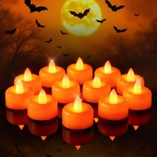 Amagic 12Pack Halloween Orange LED Tea Lights Candles Battery Operated