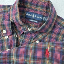 Ralph Lauren Classic Fit Plaid Button Down Shirt Men 16 L Multicolor
